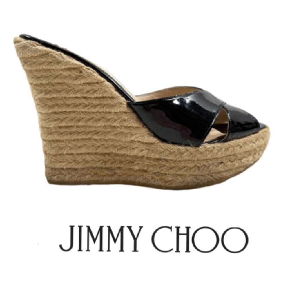JIMMY CHOO London | Sandals Patent Leather Black Platform Summer Vacation Lux